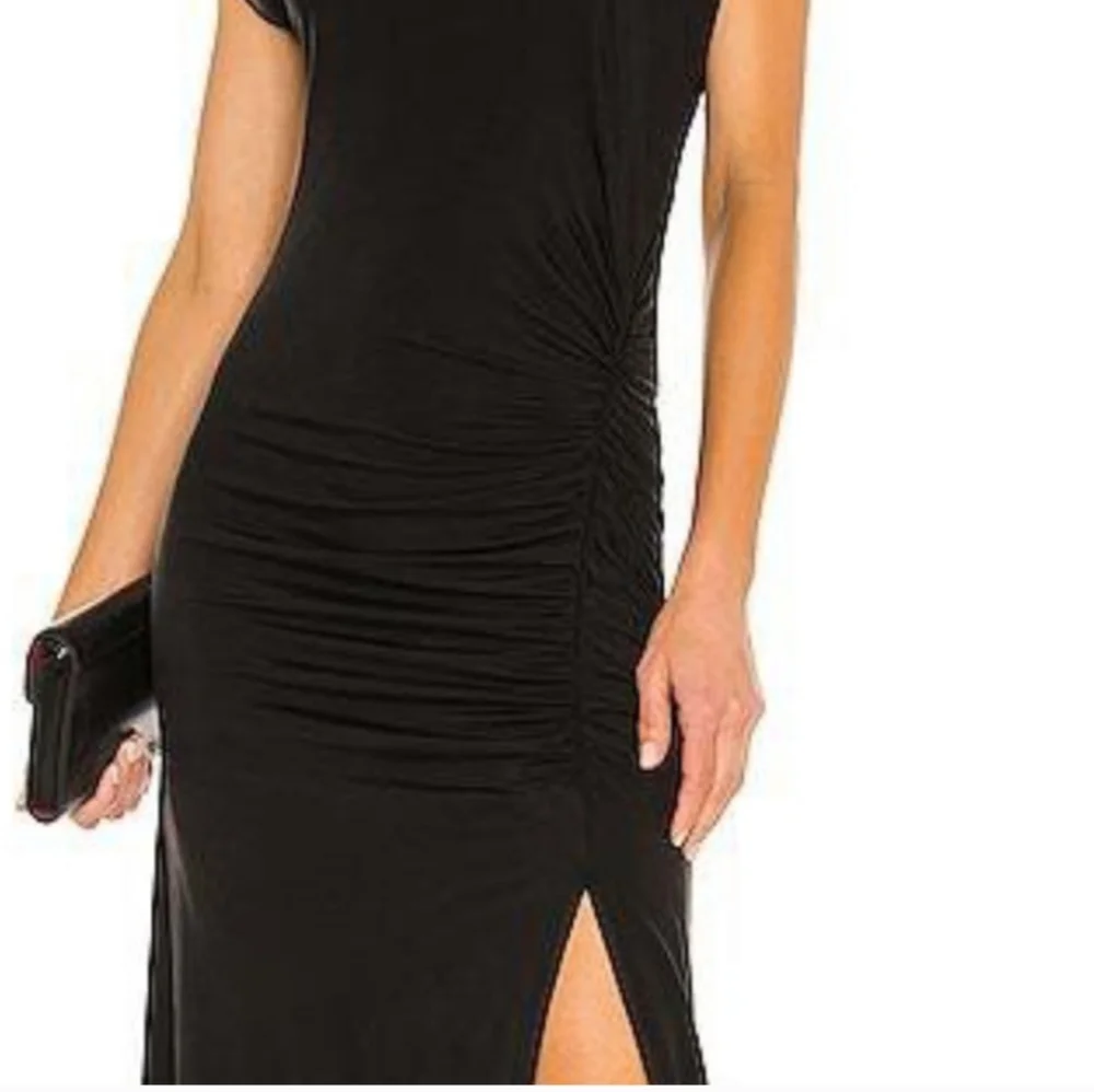 Young Fabulous & Broke Tulola Dress (L) Black Ruched Booty Cowl Draping Maxi - Picture 2 of 10